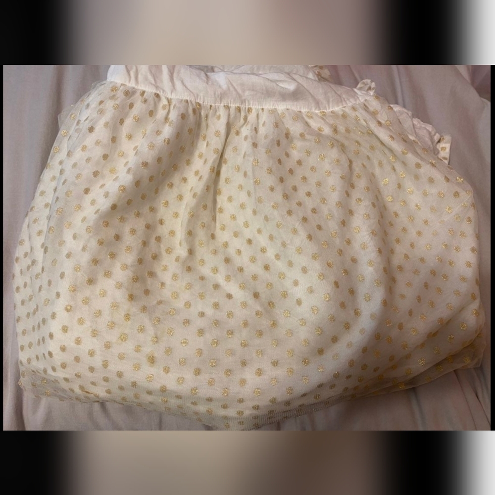 Pottery Barn Kids Gold Dot Crib Skirt White/cream Tull baby bedding